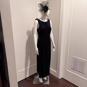 VTG All That Jazz purple black velvet maxi dress with bow detail. Sz M *Read